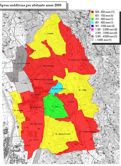 Spesa per abitante e per zona