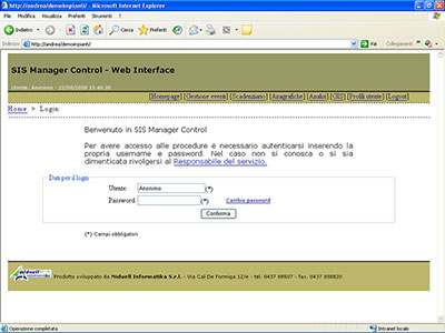 SIS Manager Control - web interface